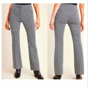 Anthropologie The Essential bootcut Trouser Houndstooth black pants sz 2